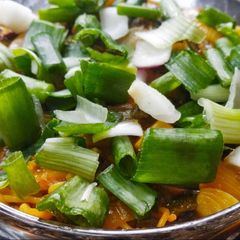 A picture of Spring onion sabji | Indian dry gravy.