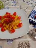 Trenette con ciliegini e pancetta