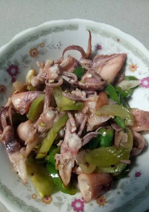 Foto resep Cumi asin cabai tomat hijau simple