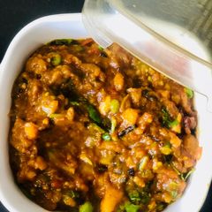 A picture of Brinjal Pav Bhaji.