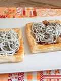 Tartaletas de hojaldre con bacalao y gulas