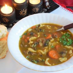 A picture of Eva's spicy mushroom soup.