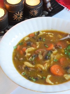 A picture of Eva's spicy mushroom soup.