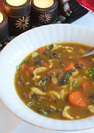 A picture of Eva's spicy mushroom soup.