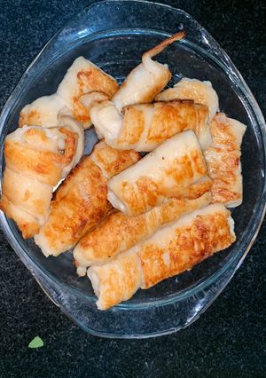 Hình của món Ruột heo chay chiên (mặn).