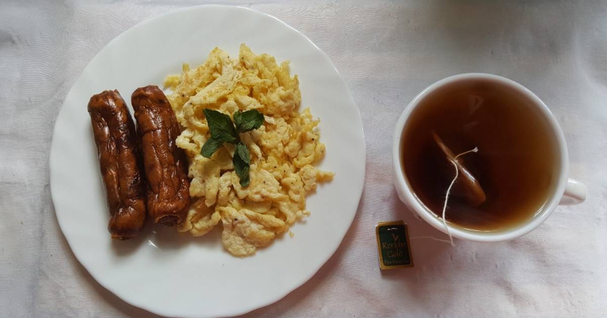 Sausage, Scrambled Eggs and Black Tea Recipe by Mulunga Alukwe Cookpad