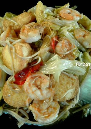 รูปของ ผัดผักรวมใส่กุ้งเต้าหู้