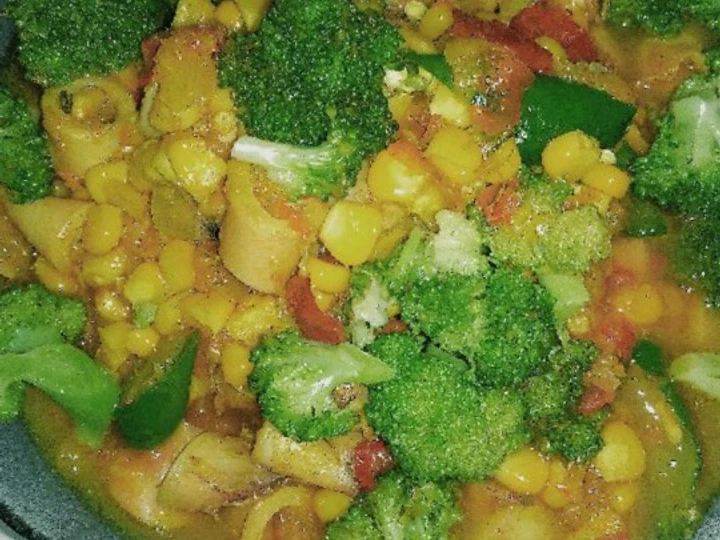 Cara Gampang Membuat Resep  Sayur Cumi Asin, Brokoli &amp;amp; Jagung Manis yang Enak Banget, Lezat Sekali