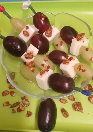 A picture of Grinch Fruit & Cheese Kabobs (No Cook Recipe).