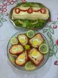 Morrones rellenos de arroz y queso