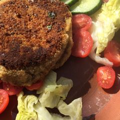 A picture of Chickpea and lentil burger.