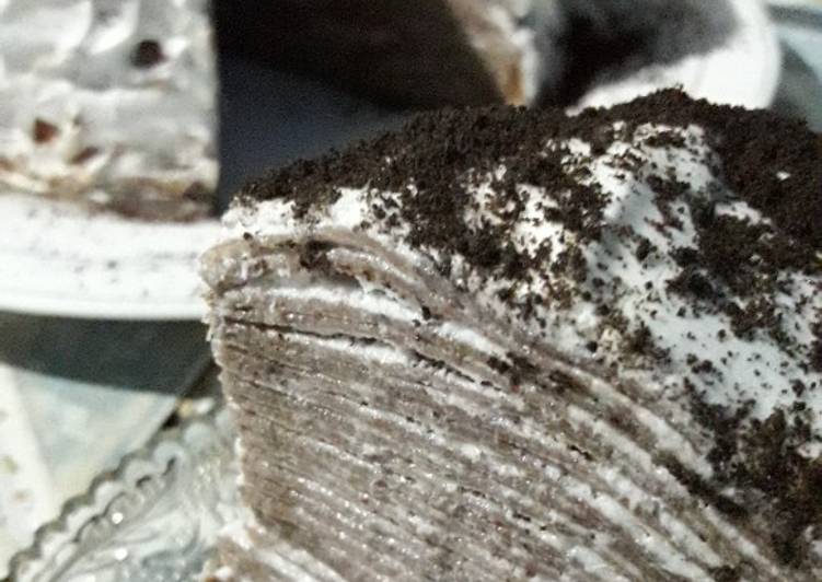 Resep Crepe cake oreo Anti Gagal