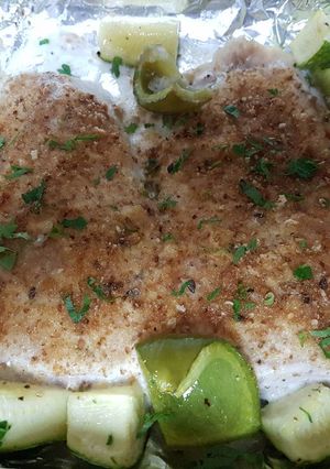 A picture of Nile fish fillet with bread crumbs.