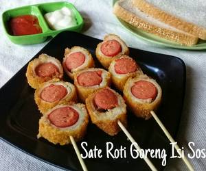 Cara Menyajikan Sate Roti Goreng isi Sosis Gurih Mantul