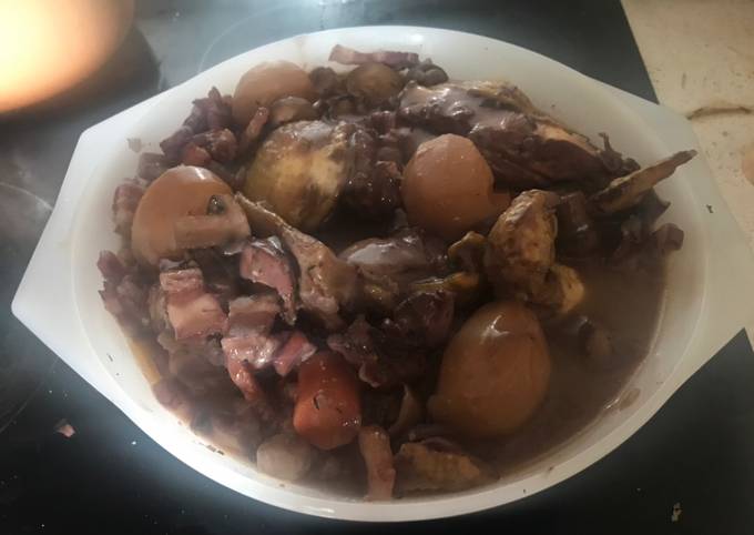 Poulet façon coq au vin