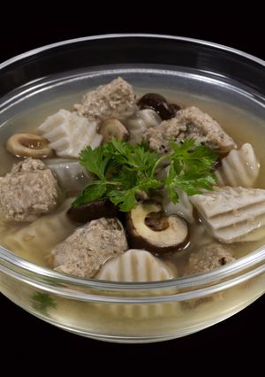Hình của món SP.0853 - Canh Thịt Xay Khoai Sọ Nấu Nấm Hương.