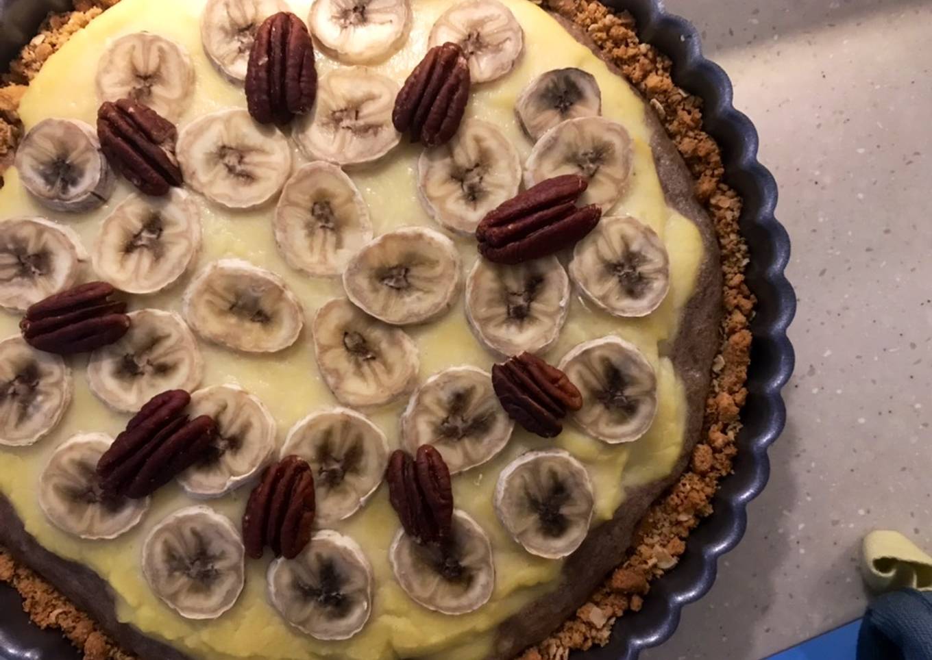 Banana Pecans Custard Tart