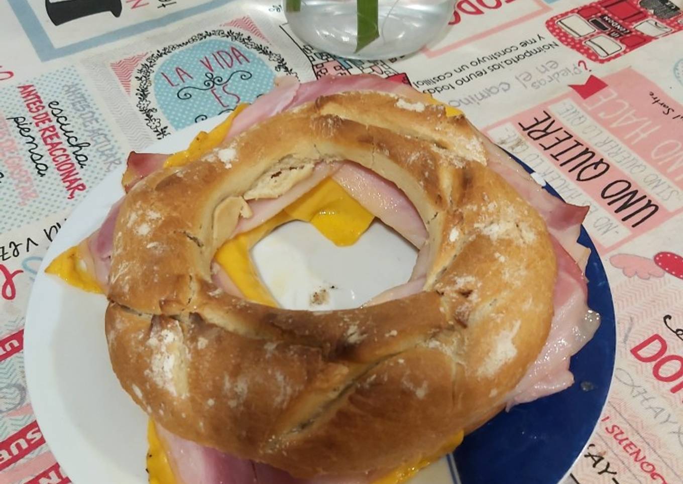 Rosca de bacon y queso con amasado tradicional 😋