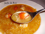 Sopa de arroz con langostinos