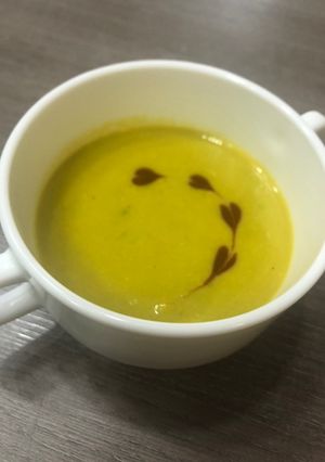 Una foto de Crema de zapallo y choclo