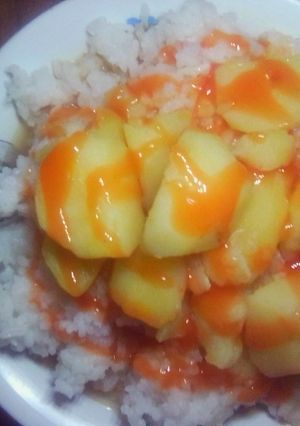 A picture of Rice and Irish potato (Waru) #Endofyearchallenge.