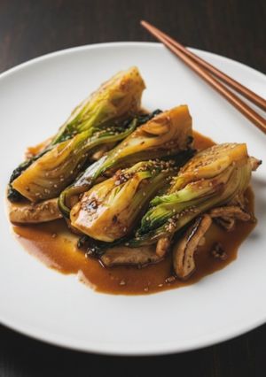 Una foto de Salteado de tiras de cerdo con pak choi