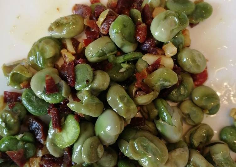 Salted broad beans with iberico ham #SeasonSupply