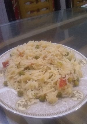 A picture of Mattar pulao.