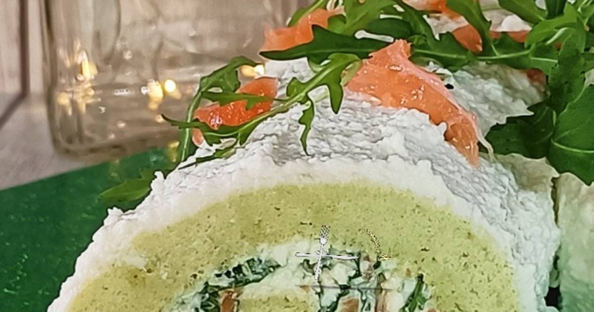 Ricetta Rotolo Verde Con Crema Di Formaggi Salmone E Rughetta Di