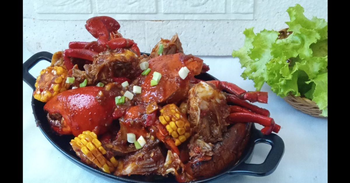 Kepiting lada hitam + saos asam manis