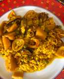 Arroz con sepia y calamares