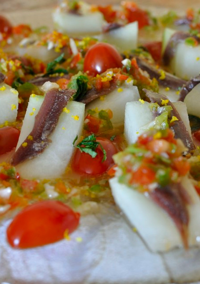 Una foto de Ensalada de melón 🍈 y anchoas