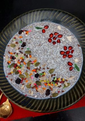 A picture of Chia Pudding With Mix Seeds And Nuts/ Instant And Healthy Breakfast ✨.