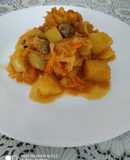 Овощное рагу с куриными сердечками