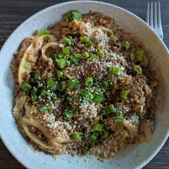A picture of Easy Vegan Dumpling Ramen Bake.