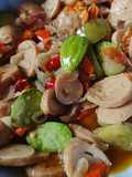Tumis jamur bakso pete