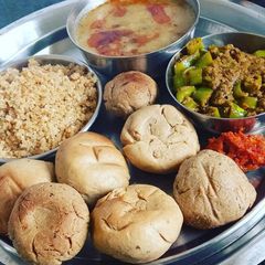 A picture of Daal baati churma.