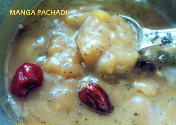 Manga Pachadi / Tangy sweet jam with raw mango