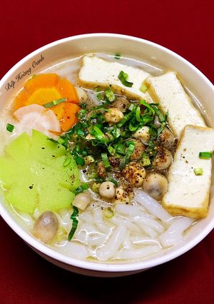 Hình của món Bánh Canh Gõ Tay Nấu Chay.
