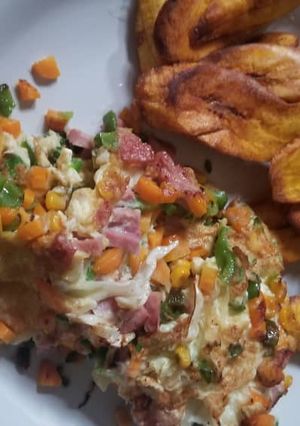 A picture of Fried plantain and fried egg.
