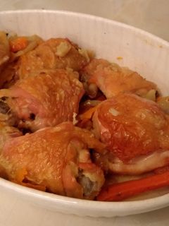 Una foto de Pollo asado con verduras BLW