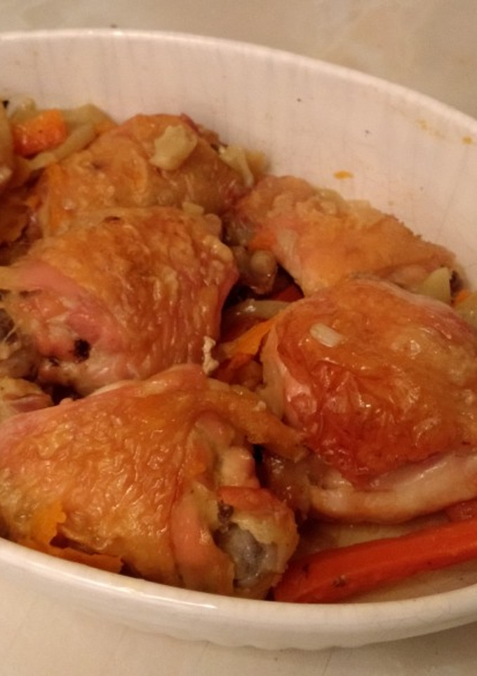 Una foto de Pollo asado con verduras BLW
