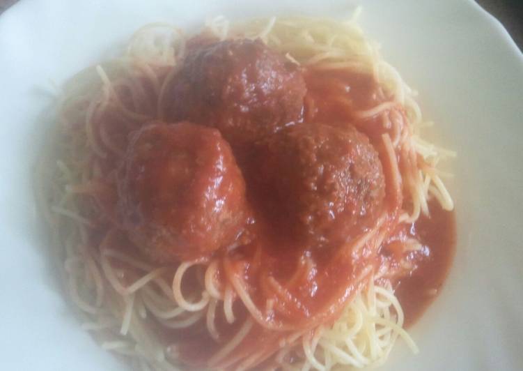 Steps to Cook Tasty Tangy Meatballs with Spaghetti #charityrecipe