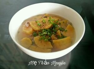 Hình của món Canh Khoai Lang Thịt Bằm.