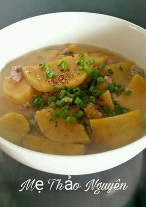 Hình của món Canh Khoai Lang Thịt Bằm.