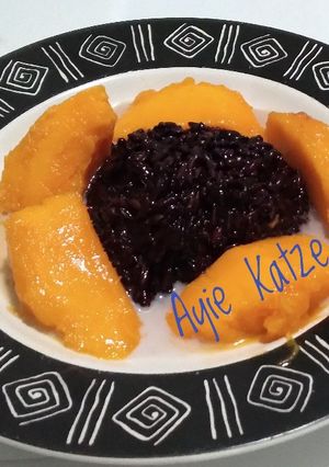 Foto resep 01. Bubur ketan hitam susu almond mangga