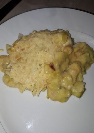 Une photo de Gratiné de poisson, poireaux et moutarde