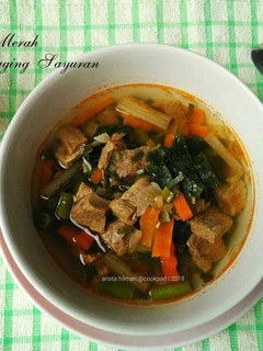 Foto resep Sup Merah Daging Sayuran