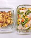 Trứng chiên lạp xưởng & bông thiên lý xào bắp, thanh cua