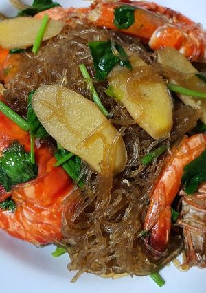 รูปของ กุ้งอบวุ้นเส้นในกระทะ ง่ายมาก